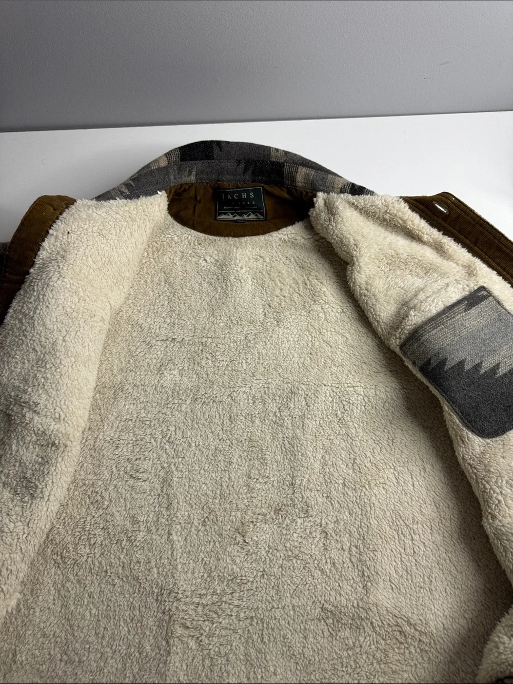Jachs New York Southwestern Sherpa-Lined Wool Blend Shirt Jacket